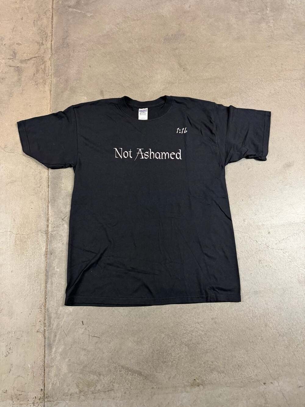 Vintage Gildan Youth Ministry Not Ashamed T-Shirt Size L Black